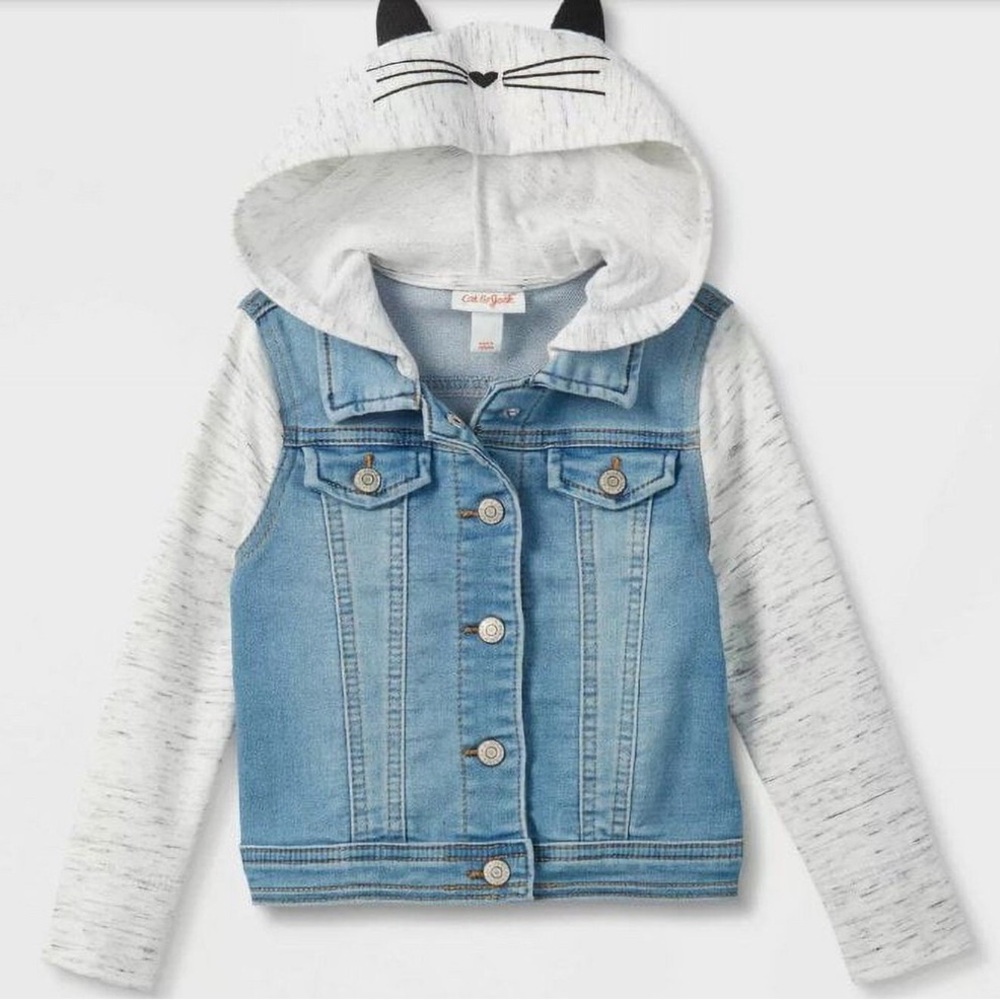 Toddler Cat Hood Denim Jacket - Cat & Jack Medium Wash 3T